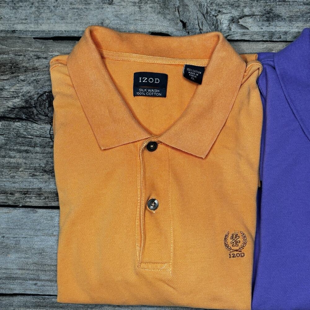 IZOD Silk Wash Polo Short Sleeve Shirts Lot of 3 Mens Size XL - Picture 3 of 5